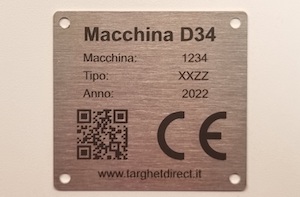 Targhetta identificativa e QR code - acciaio inciso