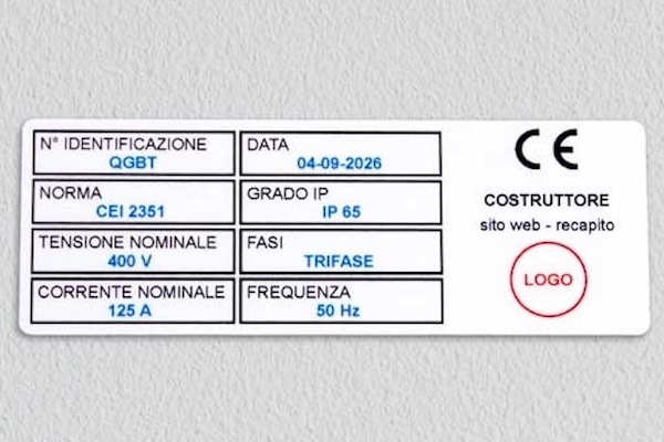 Adesivo industriale - Targa quadri Elettricista Felice